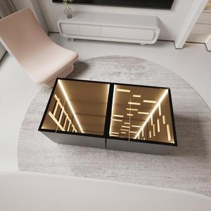 Mesa de Centro con Espejo Infinito y Túnel de Luz LED, Cubo Reflectante Personalizable para Decoración de Sala de Estar Moderna - Product Image 3