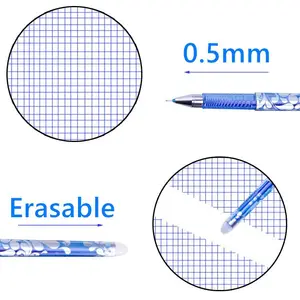 Conjunto de caneta em gel apagável, inclui 4 canetas e 50 recargas