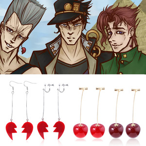 คอสเพลย์ต่างหูแบบหนีบหูต่างหูอนิเมะต่างหูแบบห้อยรูปเชอร์รี่ <span class=keywords><strong>kakyoin</strong></span> Noriaki - Product Image 2