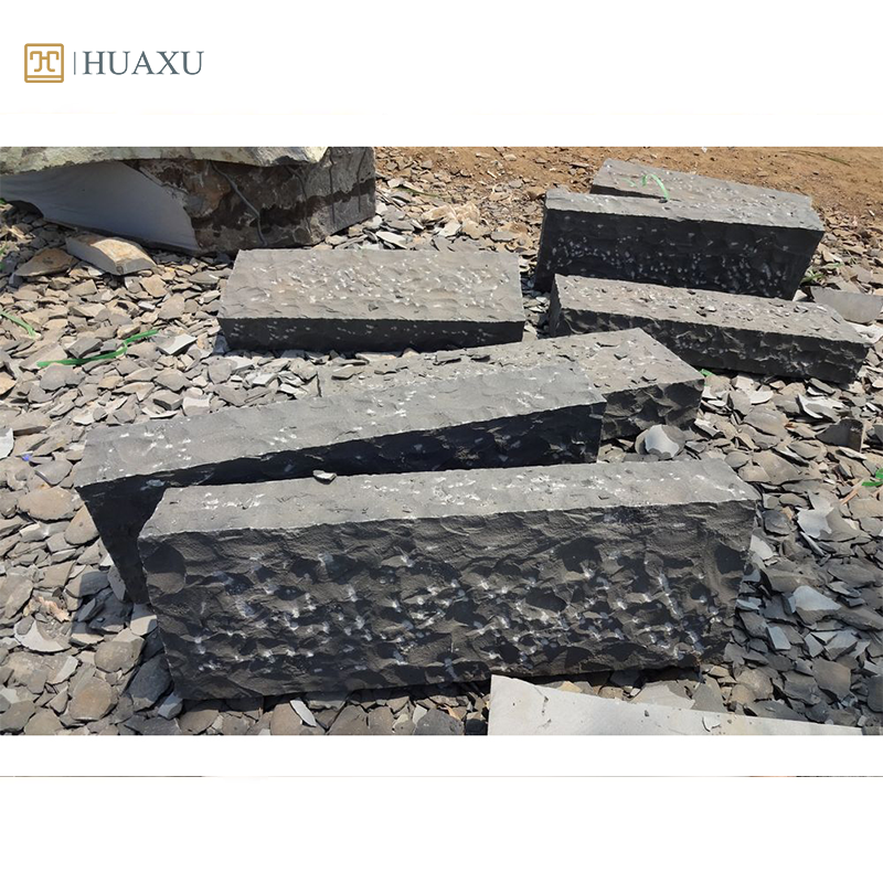 Huaxu, китайский черный базальт, необработанный натуральный камень, настенное ограждение