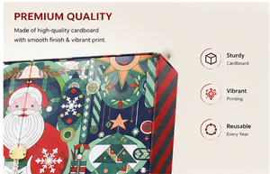 Luxury Cartoon Print 24 Day Advent <b>Calendar</b> Box Double Door Rigid Paperboard Christmas Mystery Box for Cosmetic Beauty Gift - Product Image 4