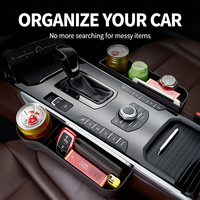 En stock, porte-gobelet multifonctionnel en cuir PU pour console centrale avec port de charge USB, boîte de rangement pour l'espace entre les sièges de voiture, accessoires automobiles