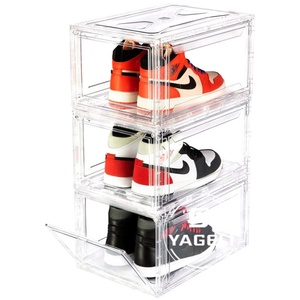 YAGELI - Caja de Almacenamiento de Zapatos Transparente de Acrílico Lucite, Puerta Magnética, Vista Panorámica de 360 Grados, Impresión de Logotipo Personalizado - Product Image 1