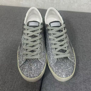 Sneakers Classiche in Vera Pelle di Design con Stella Glitterata Argentata, Traspiranti, Leggere, con Rialzo Interno, Casual e Sportive alla Moda - Product Image 6