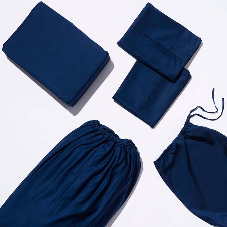 Королевский Комплект постельного белья темно-синего цвета из бамбука 100%