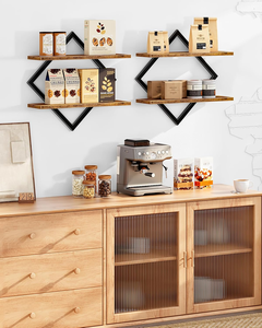 Estantes Colgantes de Madera de 2 Niveles para Sala de Estar, Dormitorio, <span class=keywords><strong>Cocina</strong></span>, Oficina, Estudio, Marrón Rústico - Product Image 3