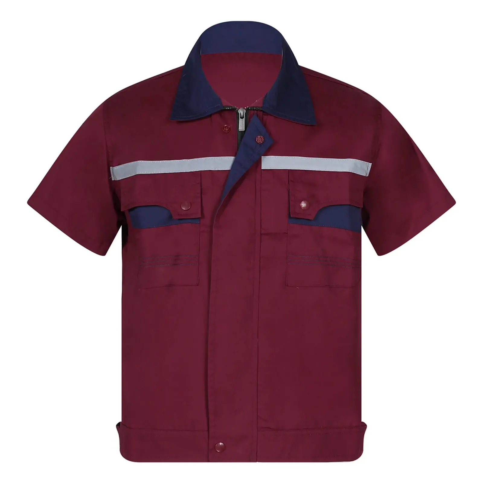 New Mens Work shop Shirt Uniform Short Sleeve Zipper Factory Work Jacket Mechanic Repair Workers Clothes Workwear Costume