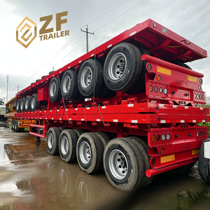 ราคาโรงงาน OEM/ODM รถบรรทุกพ่วงพื้นเรียบ 5 เพลา ขนาด 20 ฟุต 40 ฟุต สำหรับขนส่งตู้คอนเทนเนอร์ 60 ตัน รถพ่วงเหล็ก ZF-Trailer - Product Image 5