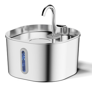 Distributeur d'eau automatique pour animaux de compagnie en acier inoxydable 2,2 L avec fenêtre de visualisation pour chats et chiens - Product Image 1