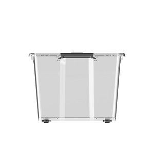 Contenedor de Almacenamiento de Plástico Transparente Resistente para el Hogar de 50 l, Apilable, <span class=keywords><strong>Encajable</strong></span>, con Tapa y Ruedas - Product Image 5