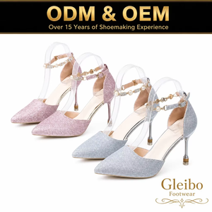 <span class=keywords><strong>Chaussures</strong></span> d'été sexy Gleibo Champagne à talons hauts pour <span class=keywords><strong>femme</strong></span>, en PU, talon fin, bout pointu, avec boucle décorative, à enfiler - Product Image 1