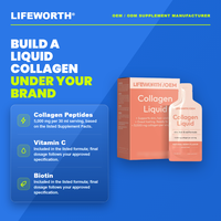 Complément alimentaire en peptides de collagène hydrolysé LIFEWORTH, boisson liquide avec biotine et vitamine C pour la santé de la peau, des cheveux et des ongles