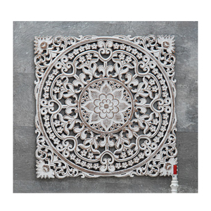 INNOVA Vintage Rustique <span class=keywords><strong>Fleur</strong></span> <span class=keywords><strong>Lotus</strong></span> Sculpture Sur Bois Panneau Maison Tenture <span class=keywords><strong>Murale</strong></span> Décor - Product Image 1
