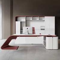 Ensemble de bureau et chaise de direction en laque haute brillance, style moderne minimaliste, bois écologique, mobilier de bureau commercial