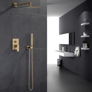 Kaiping-ducha de baño de oro cepillado, pulverizador superior de doble función montado en la pared, mezclador de ducha de oro cepillado, juego de grifo - Product Image 2