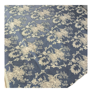 Tissu imprimé <span class=keywords><strong>de</strong></span> <span class=keywords><strong>toile</strong></span> <span class=keywords><strong>de</strong></span> <span class=keywords><strong>jouy</strong></span> vintage français en mélange <span class=keywords><strong>de</strong></span> laine-polyester tissé bleu-blanc floral poids moyen pour la décoration intérieure garçons/filles - Product Image 3