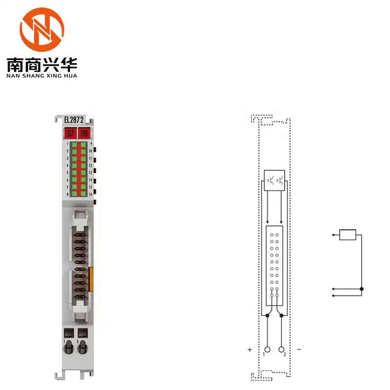 EL2872-0010 asli baru | Terminal EtherCAT Output Digital 16 saluran 24 V DC 0.5 kabel pita datar pengalih tanah