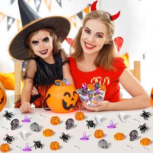 ZHWKMYP 110 Pezzi Decorazioni da Tavola per Halloween, Mini Zucche, Fantasmi, Teschi, Ragni, Cappelli da Strega in Acrilico - Product Image 3