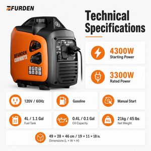 Nouveau produit : Générateur d'électricité portable à essence 3,3 kW 3300 W 4,13 kVA, onduleur silencieux, générateur à essence pour usage domestique et camping - Product Image 2