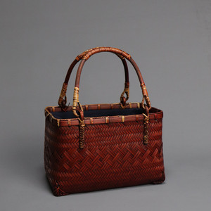 Bamboo Woven Handbag Women's Shoulder Bag Manual Crafted Geometric Pattern Bohemian Style With Handle - Product Image 4