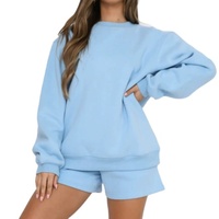 Ensemble 2 pièces de haute qualité pour femmes, sweat-shirt décontracté à col rond et short en tricot d'été, respirant