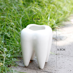 2022 creativo a forma di dente penna in ceramica portamatite portamatite vaso per piante succulente per ufficio - Product Image 6