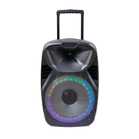 Enceinte active professionnelle 2 voies avec anneau LED, woofer 15 pouces, enceinte Bluetooth sur chariot