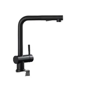 Yüksek basınçlı mutfak dokunun siyah uzatılabilir mutfak dokunun sprey ile iki su jeti türleri tek kolu lavabo bataryası dokunun 360 Swivellin