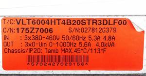 Plc VLT6000 VLT6004HT4B20STR3DLF00 175Z7006 40kVA Controlador de programación de panel inversor - Product Image 3