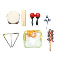 Children's Educational Full Band Percussion Set 6-Piece Plastic/Metal Tambourine Toys