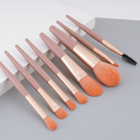 Hochwertiger Holzgriff Synthetic Private Label Anfänger Mini Makeup Brush 8 Stück Pink Cosmetic Brush Set