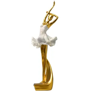 Nordic Art Cute Maid Sculpture Ballerina Ballet Girl Decoration Children Room Bedroom Office Table Resin Crafts Gift Resin Craft