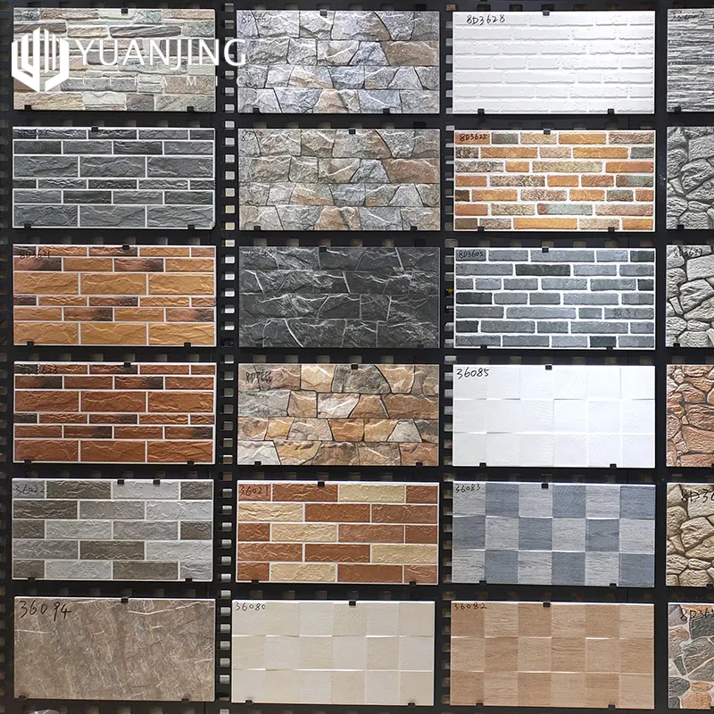 External 3D Ceramic Tiles 300x600mm Matte Glazed Rustic Antique Villa Bricks Exterior Wall Decoration Porcelain Tiles