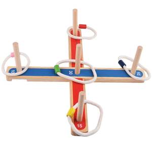 Jeu de lancer d'anneaux en bois écologique générique pour enfants, idéal pour les activités ludiques et éducatives en plein air en famille - Product Image 3