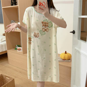 เดรสฤดูร้อนแบบลำลองของผู้หญิงชุดเดรสลำลองแบบหลวมใส่สบายคอเสื้อแขนสั้นแต่งระบายเอวแบบธรรมชาติ - Product Image 5