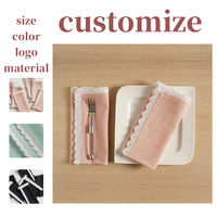 Napperons carrés modernes en dentelle de coton personnalisés de 45 cm, lavables en machine, couleur unie, pour tables de salle à manger en zones rurales extérieures