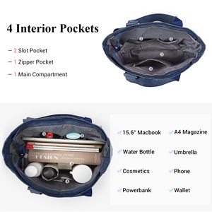 Bolso de Mano de Nailon para Mujer, Bolso Tote con Múltiples Bolsillos, Bolso Bandolera, Adecuado para Maestras, Uso Diario en la Escuela y la Oficina - Product Image 3