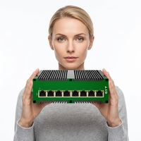 Switch industriel PoE géré 8 ports RJ45 10/100/1000Base-T Gigabit, QoS en un clic, Web Smart, IP40, Rail DIN, DC12-52V
