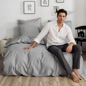 Ensemble de literie en coton gris uni minimaliste, 100% doux, housse de couette pour B&B, livraison directe UE, 3 pièces, stock Pologne - Product Image 3