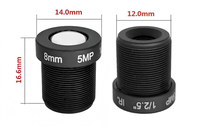 Objectif IR haute définition 5MP avec interface M12, objectif grand angle 8 mm 1/2,7 pouce pour caméra IP de sécurité