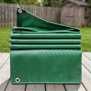 Bâche en polyester enduit PVC 420 GSM, verte, 5x5m, robuste, imperméable, pare-soleil, pour camping en extérieur et couverture de camion - Product Image 3