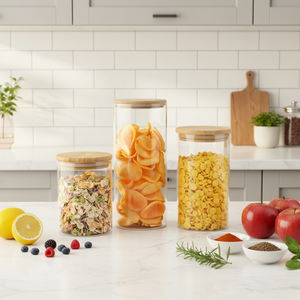 Frasco de Almacenamiento de Vidrio Borosilicato Ecológico de Lujo con Tapa Abatible, Capacidad de 350 ml, Apto para Galletas, Dulces, Miel, Apto para <span class=keywords><strong>Microondas</strong></span>, Libre de BPA - Product Image 4