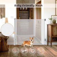 PRODIGY SG0021A Barrière Rétractable Pliable pour Animaux Domestiques avec Fermeture à Bouton, Écologique, Durable, en Fer et ABS, Réglable pour l'Intérieur
