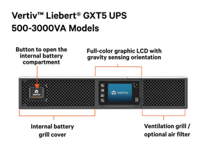 Vertiv Liebert GXT5-1000LVRT2UXL UPS Online de Onda Pura 500VA 750VA 1KVA 1500VA 2KVA 3KVA para Telecomunicaciones - Product Image 4