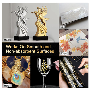 Stylo marqueur de finition de galvanoplastie permanente de <span class=keywords><strong>peinture</strong></span> liquide de plume mince de chrome de miroir d'argent et d'or pour l'art et la conception - Product Image 4