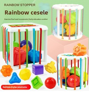 Vendita calda cubo di attività di plastica e Push palle per bambini raffinate capacità motorie giocattoli educativi per la formazione del bambino - Product Image 1