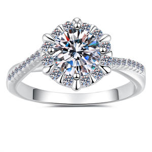 Anillos de Compromiso y Matrimonio de Plata de Ley S925 con Moissanita VVs1 de 1 Quilate, Estilo Pavé, para Mujer, Precio al por Mayor - Product Image 1