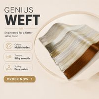 Extensions de cheveux humains Genius Weft, qualité supérieure, cuticules alignées, ultra-fines, sans couture, directement de l'usine, pour salon.