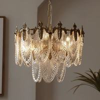 Lustre suspendu en verre vintage français, design loft rond, abat-jour en verre givré clair nordique, luminaire suspendu au plafond à LED