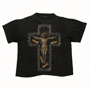 T-shirt personnalisé pour hommes, coupe BOXY, 100% coton, motif graphique haute définition, teint en vrac, impression de logo OEM, style américain - Product Image 3